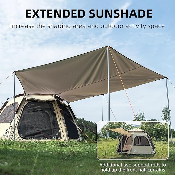 Tents for Camping 2 Person Waterproof Pop Up Camping Tent with Screen Porch 4 Ventilation Mesh Windows & 2 Doors Portable for Camping, Hiking, Beach, Backpacking, and Outdoors