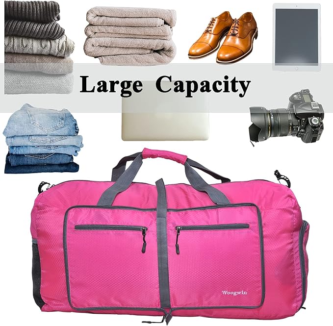 Woogwin Travel Duffel Bag Large Foldable Waterproof Overnight Bag for Beach Swim Bags Pool Sports Gym