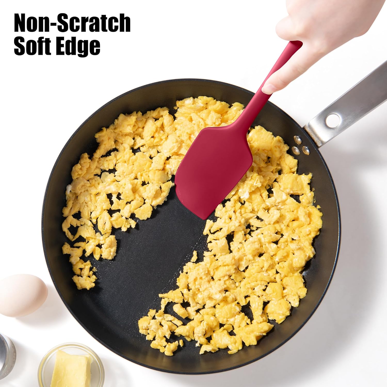 600°F Heat Resistant Silicone Spatula, Doosu High Temp Flexible Kitchen Rubber Bowl Scrapers Food Grade Seamless Baking Supplies Scratch-Proof for Scraping Non-Stick Pans (Red, 11.4in)