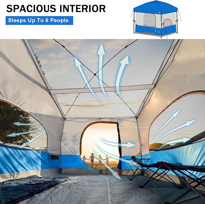 KAMPKEEPER 6 Person Camping Tent, 10x10 Pop Up Canopy Tent with Camping Inner Tent, Converts 10'x10' Straight Leg Canopy into Camping Tent–Fully Vented Roof(Canopy & Frame Included)