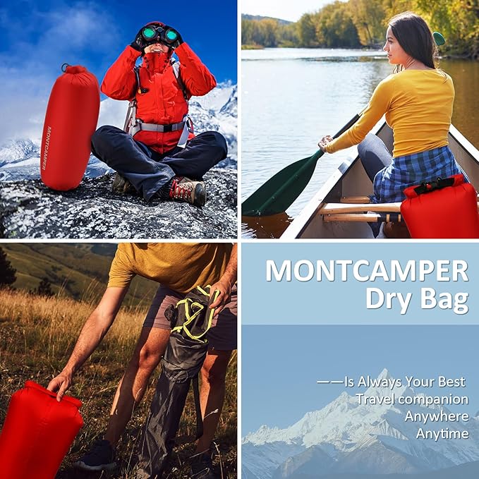 30D Nylon Waterproof Dry Bag-Extra Large Waterproof Storage Sack with Roll Top Closure-Suitable for Long Hiking, Camping, Kayaking and Beach-Float on Water(35L/Red)