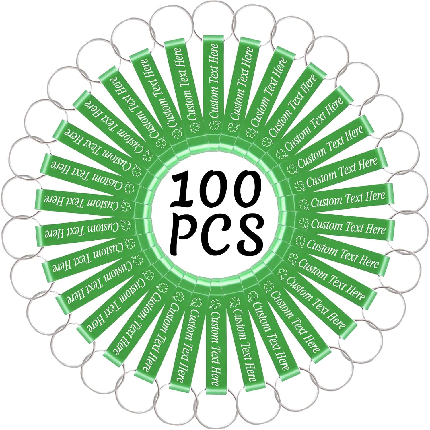 100PCS Personalized Bottle Opener Keychain Bulk Custom Beer Bottle Opener with Logo Text Engraved Wedding Bottle Opener Favors Customized Gifts for Guests Baby Shower Birthday Party-Green