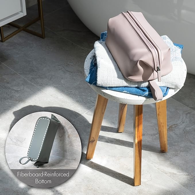 LINE+ARC Easy-to-Clean Silicone Dopp Kit (As Seen in Glamour and GQ) Extra-Wide Opening Anti-Stain (Forest, 3.5L) Toiletry Bag Travel Set Makeup Organizer Cosmetics Case Fabric Simple Hang Loop