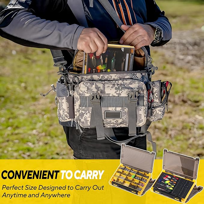 TOPFORT 187/343pcs Fishing Accessories Kit, Organized Fishing Tackle Box with Tackle Included, Fishing Hooks, Fishing Weights Sinkers, Fishing Gear and Equipment, Fishing Gift for Men