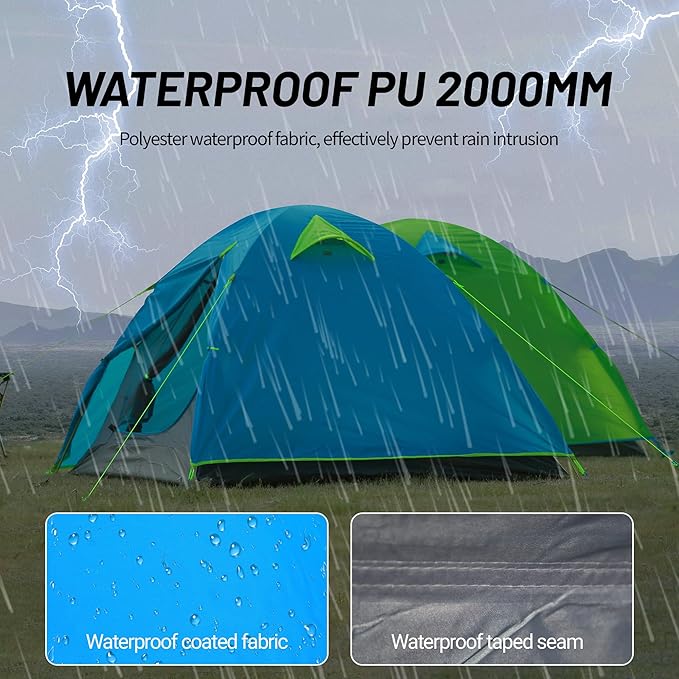 Himalaya 4 Person Camping Tent, Backpacking Tent Waterproof Windproof Lightweight Portable Easy Setup Double Layer for Outdoor Camping Hiking Mountaineering Travel