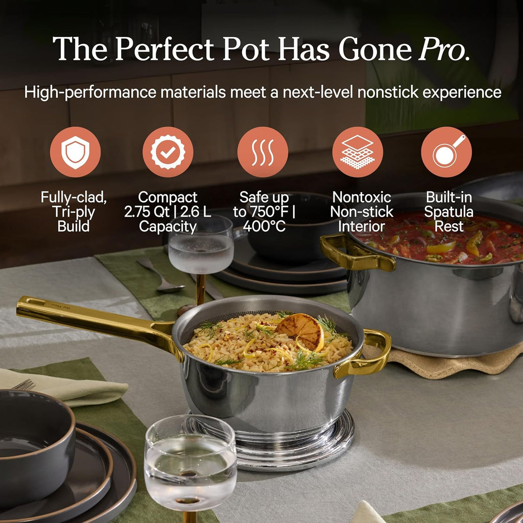 Our Place Titanium Pro Mini Cookware Duo – Always Pan & Perfect Pot with Nonstick No-Coating Technology | Tri-Ply Titanium & Stainless Steel | Safe for Oven, Induction & Cooktops up to 750°F | Gold