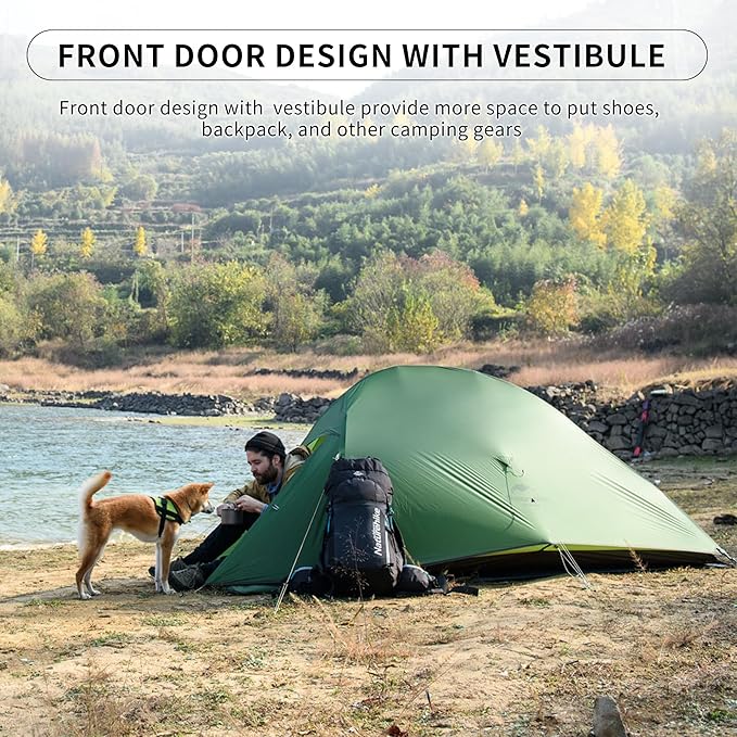 Naturehike Cloud-Up 2 Person Tent Lightweight Backpacking Tent with Footprint - Free Standing Ultralight Camping Hiking Backpack Tents Two Person Tent