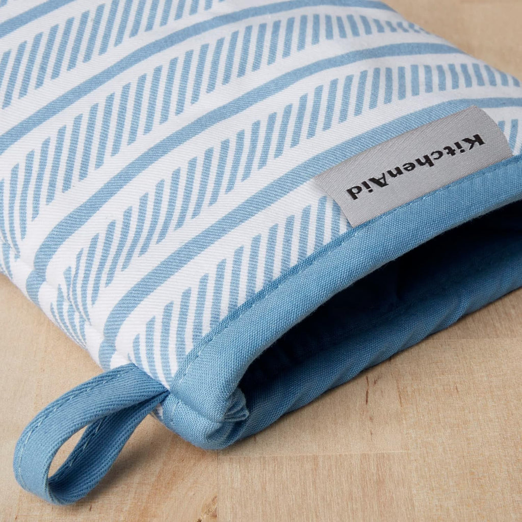 KitchenAid Albany Mini Oven Mitt 2-Pack Set, Blue Velvet, 5.5"x8"