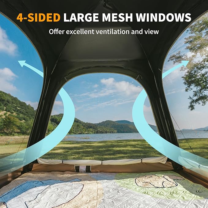 Naturehike Upgraded Ango 3-4 Person Blackout Tent,Instant Pop up Tents for Camping, Waterproof Anti-UV Camping Tent