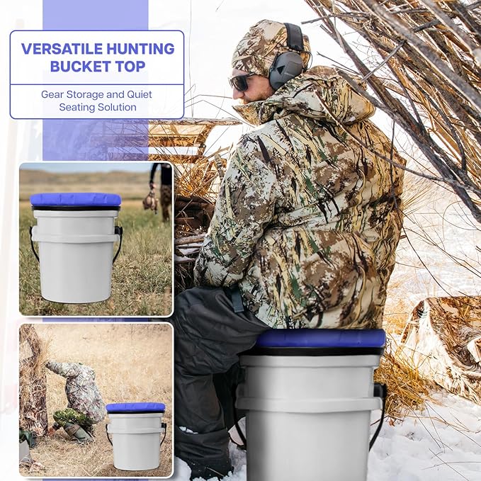 5 Gallon Bucket Seat for Yeti Bucket Only, Swivel Bucket Lid with Padded Top for Cozy Sitting, Bucket Seat Cushion for Outdoor Fishing,Hunting,Gardening,Camping,Car Washing, Baseball Training
