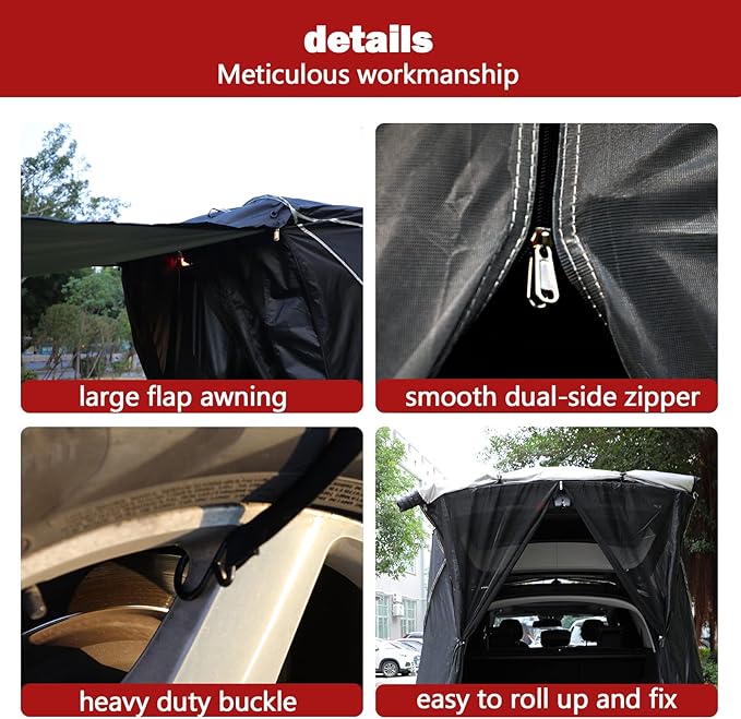 SUV Tent Car Awning, UPF 50++ with Portable Waterproof Storage Bag, Tear-Resistant, Large Space, Good Vision, Smooth Ventilation, Suitable for Outdoor Beach Camping Auto Canopy Shade…