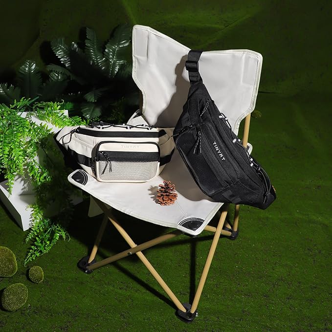 TINYAT Fanny Pack for Men Women Multifunction Waist Packs Large Crossbody Bum Bag with Zipper Waterproof Chest Bag for Hiking