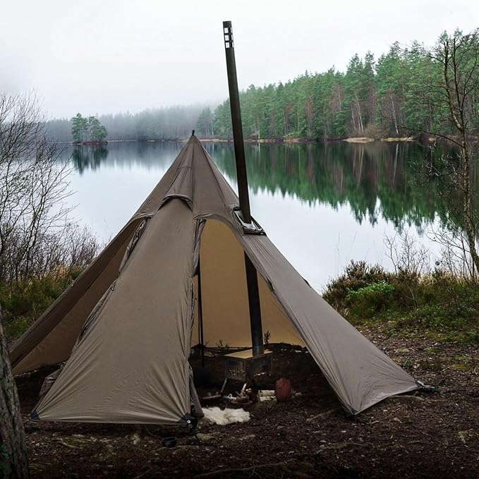 OneTigris Northgaze 2~4 Person Lightweight Hot Tent with Stove Jack,5.3lb, 4 Season Waterproof Lightweight Wind-Resistant for Camping Backpacking Hiking Hunting Fishing