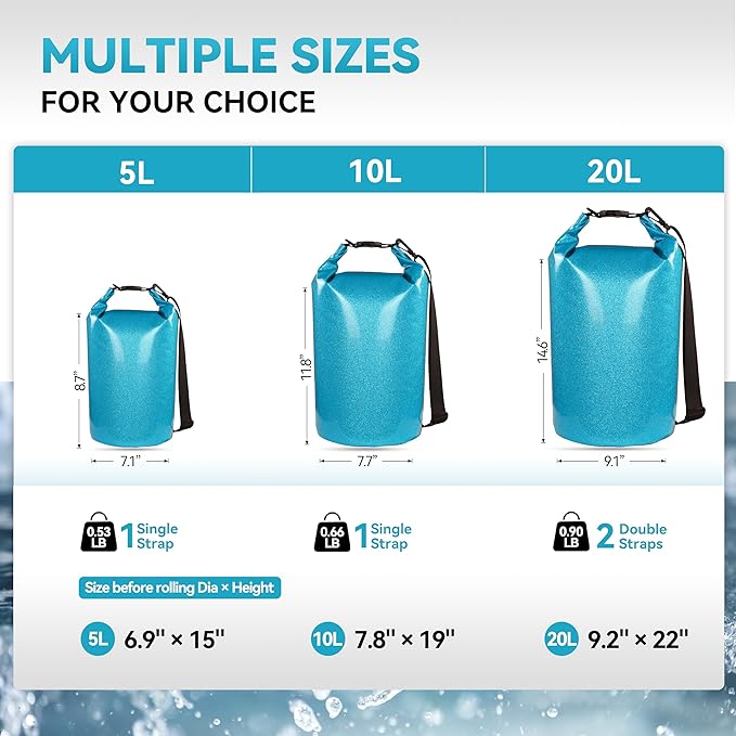 MARCHWAY Floating Waterproof Dry Bag Backpack 5L/10L/20L/30L/40L, Roll Top Sack Keeps Gear Dry for Kayaking, Rafting, Boating, Swimming, Camping, Hiking, Beach, Fishing