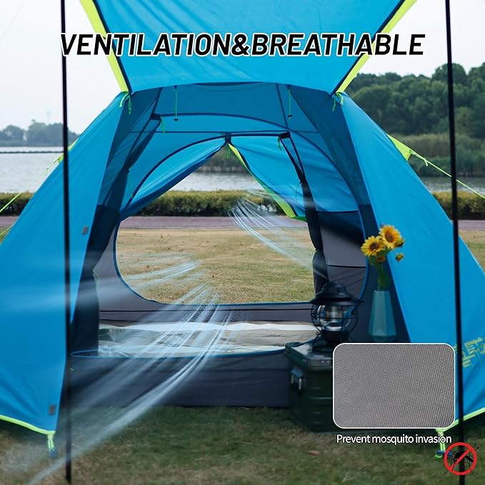 Himalaya 4 Person Camping Tent, Backpacking Tent Waterproof Windproof Lightweight Portable Easy Setup Double Layer for Outdoor Camping Hiking Mountaineering Travel