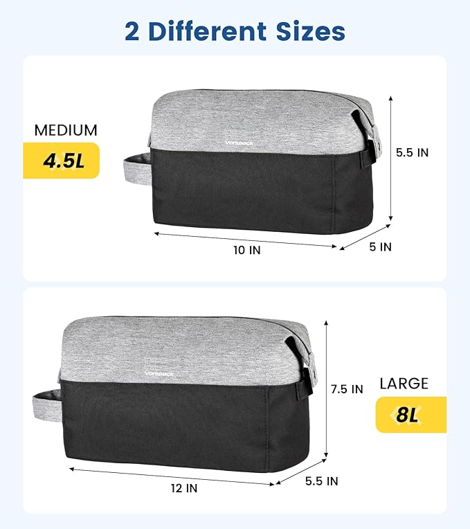 Vorspack Travel Toiletry Bag for Men - Lightweight Mens Toiletry Travel Bag Water Resistant Dopp Kit Shaving Bag for Skincare Toiletries Bathroom Gifts - Black