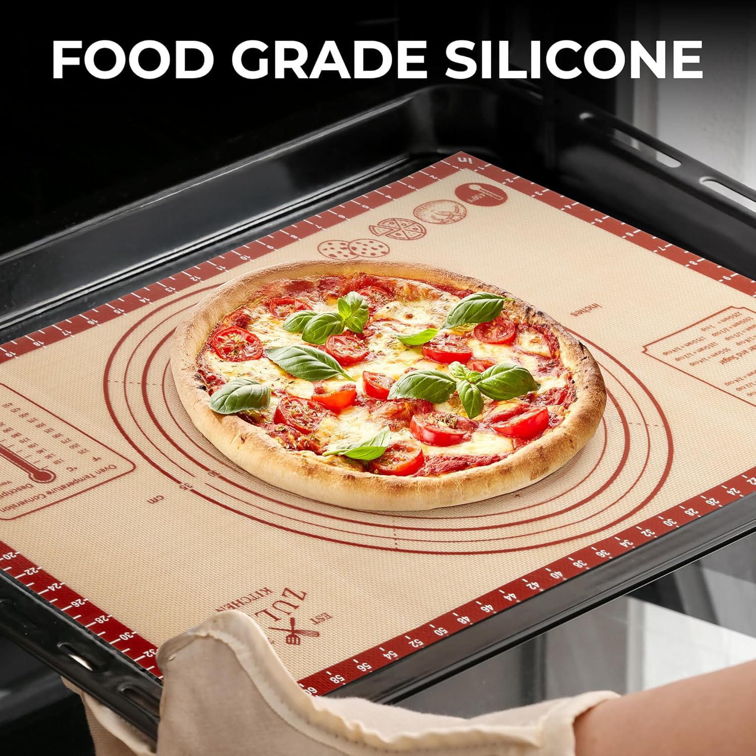 Zulay Kitchen Silicone Baking Mat Sheet - Reusable Silicone Baking Sheet - Easy & Convenient Nonstick Baking Supplies - Mats for Baking - Oven Safe - 16.5"x11.6" (Light Red)