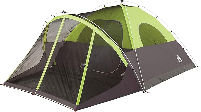 Coleman Steel Creek 6-Person Tent with Screened Porch & Integrated Rainfly, Weatherproof Tent with Screen Room Sets Up in Minutes, Fits Queen-Size Airbed