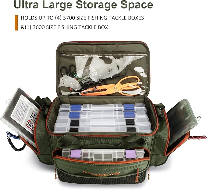 Fishing Tackle Box Bag - Fishing Bags for Saltwater or Freshwater (#Green) Fishing Tackle Bags - Padded Shoulder Strap - Tackle Bag for 3600 3700 Tackle Box