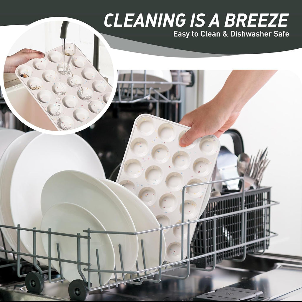 2 Pack 24 Cups Silicone Mini Muffin Pan with Metal Reinforced Frame Silicone Molds Cupcake Cake Baking Cheesecake Pans Cookie Baking Chocoflan Cupcake Mold Mini Bundt Cake Pan Women Gift