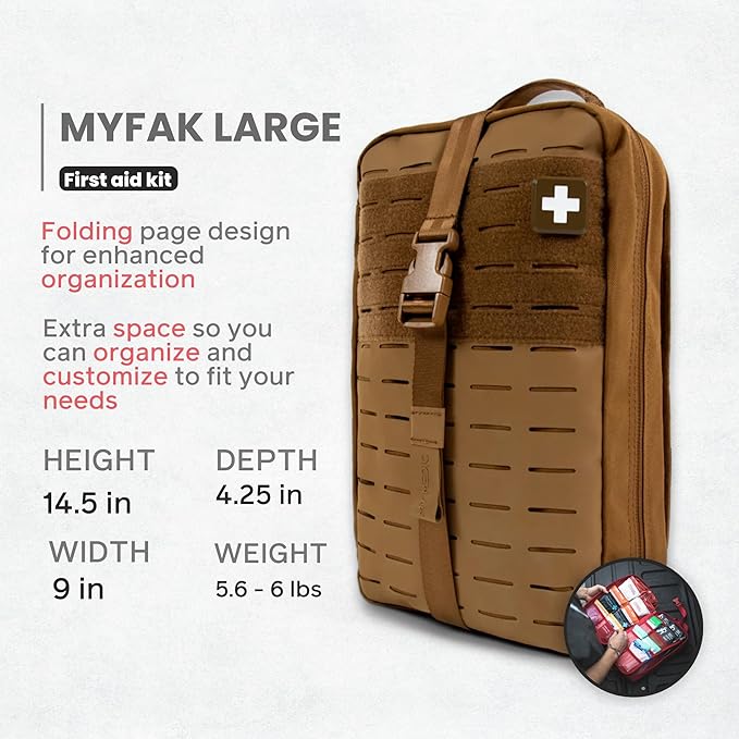 My Medic MYFAK Large Medical Kit (Standard) - Emergency First Aid Survival Essentials & Supplies | Travel Bag Ready EMT Items For Any Car, Home or Office - Coyote
