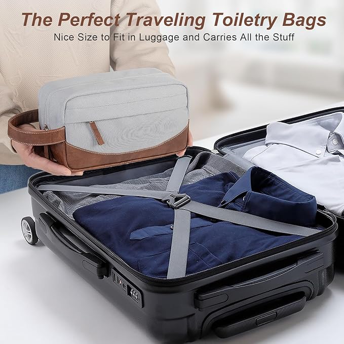 Travel Toiletry Bag for Men, Hanging Toiletry Organizer, Water Resistant Shaving Kit with Large Capacity for Travel Accessories (Grey)