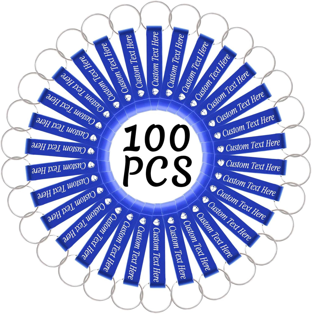 100PCS Personalized Bottle Opener Keychain Bulk Custom Beer Bottle Opener with Logo Text Engraved Wedding Bottle Opener Favors Customized Gifts for Guests Baby Shower Birthday Party-Blue