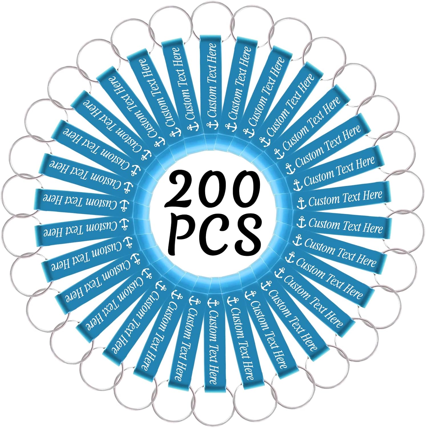 200PCS Personalized Bottle Opener Keychain Bulk Custom Beer Bottle Opener with Logo Text Engraved Wedding Bottle Opener Favors Customized Gifts for Guests Baby Shower Birthday Party-Sky Blue