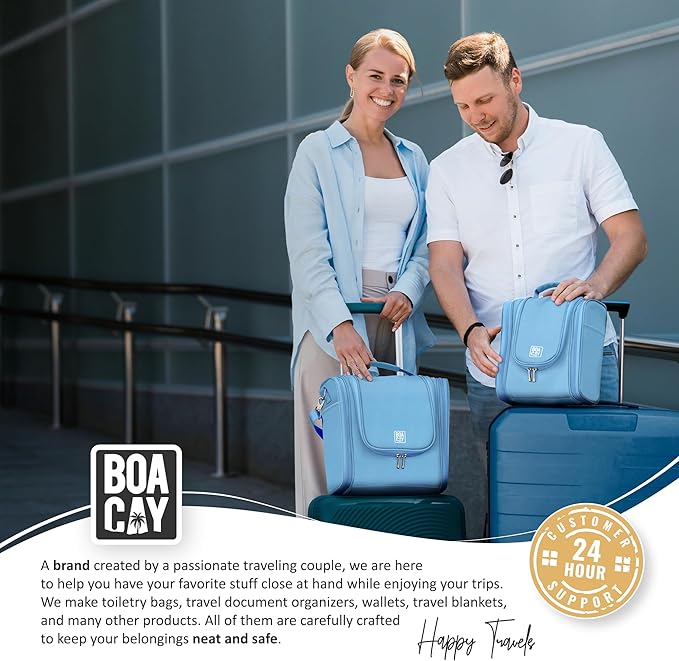 BOACAY Extra Large Hanging Travel Toiletry Bag for Women and Men, Makeup Bag, Bathroom & Shower Organizer Kit for Accessories, Cosmetics, Essentials