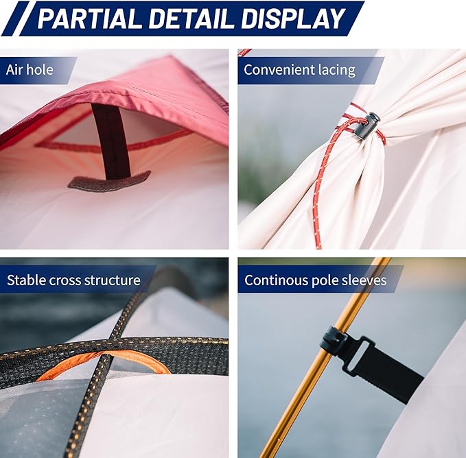 Himalaya 1/2 Person Camping Tent, 4 Season Tent Backpacking Winter Tent Waterproof Windproof Lightweight Portable PU5000 for Outdoor Camping Cold Weather Hiking Mountaineering