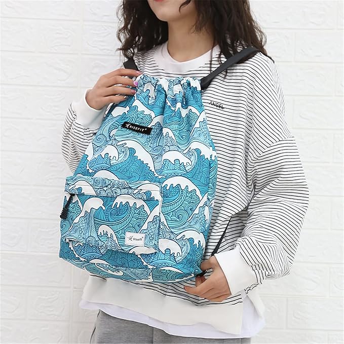 Waterproof Drawstring Bag, Gym Bag Sackpack Sports Beach Backpack for Men Women