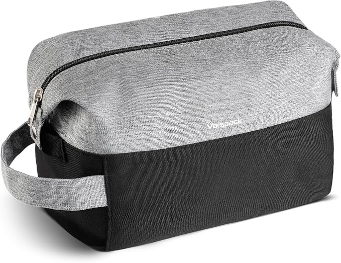 Vorspack Travel Toiletry Bag for Men - Lightweight Mens Toiletry Travel Bag Water Resistant Dopp Kit Shaving Bag for Skincare Toiletries Bathroom Gifts - Black