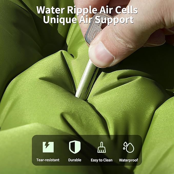 Double Sleeping Pad - Self Inflating 4" Extra-Thick for 2 Person with Pillow Built-in Foot Pump Inflatable Sleeping Mat for Backpacking, Hiking, Traveling, Tent, Portable Camping Mat