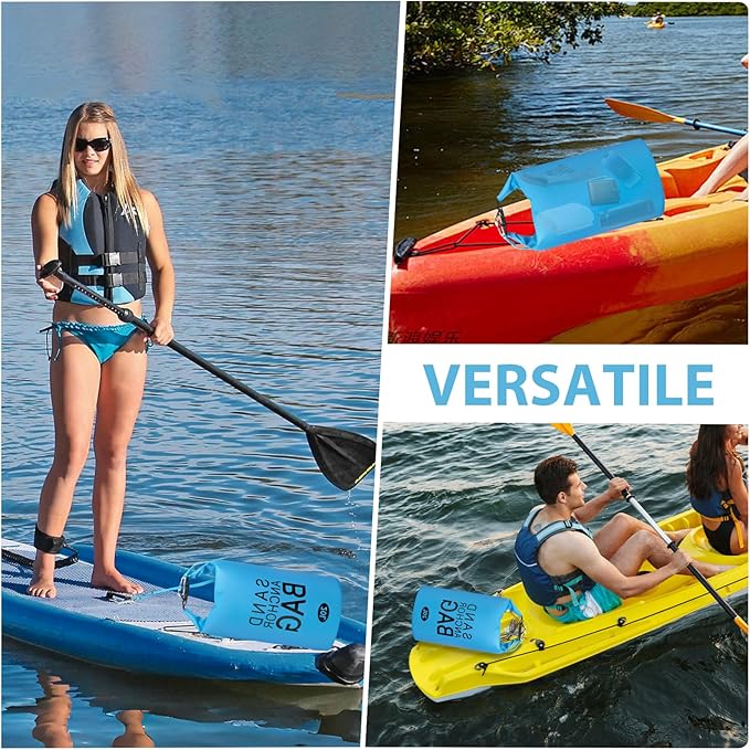 20L Sand Anchor Bag, 2 in 1 Jet Ski Anchor Kit for Float with Adjustable Buoy, Waterproof Dry Bag for Jetski, Kayak, Boat, Water Sports - Blue