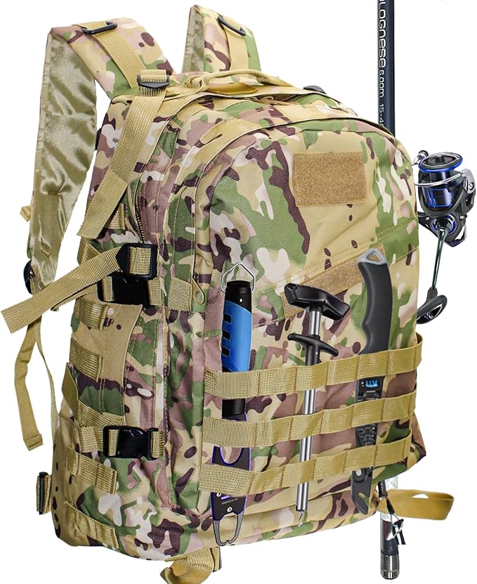 Lightweight Fishing Tackle Backpack Professional Water-Resistant All-in-One Rod Holder & Gear Storage