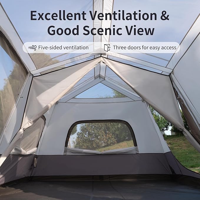 Naturehike Cape 4/6/8 Person Camping Tent, 60S Easy Setup Instant Tent Pop up Tent, Waterproof Large Tall 6/8 Person Tents for Camping, Car Camping