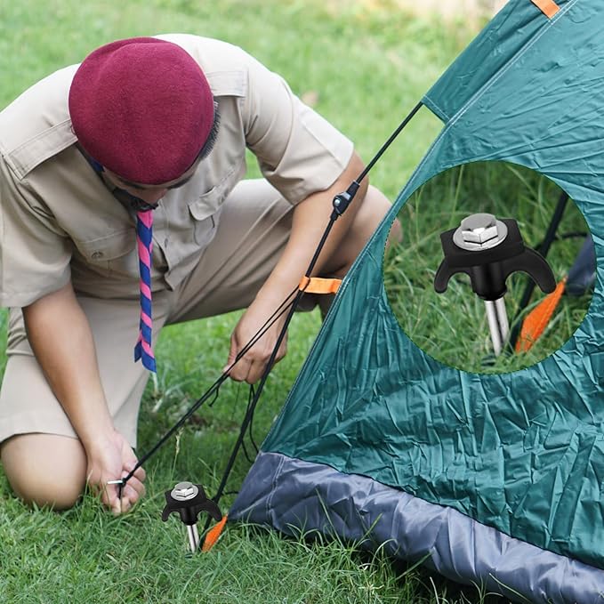 20 Pcs 8" Screw in Tent Stakes Heavy Duty Tent Stakes Drillable Ground Anchors Screw Metal Tent Pegs Threaded Tent Spikes with Head Driver for Swing Inflatable Decor (Black)