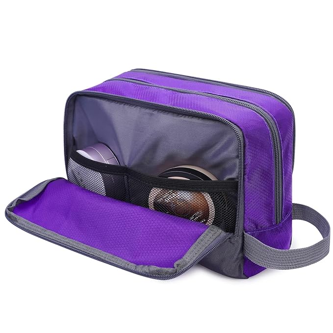 Toiletry Bag for Men Hanging Dopp Kit Water Resistant Shaving Bag Small Toiletry Bag for Traveling (Dark Purple)