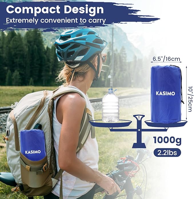 KASIMO Camping Sleeping Pad Ultra Thick 6 Inch Sleeping Mat with Pillow & Built-in Foot Pump - Ultralight Inflatable Pad for Backpacking, Hiking, Tents, Camping, Travel, Floor