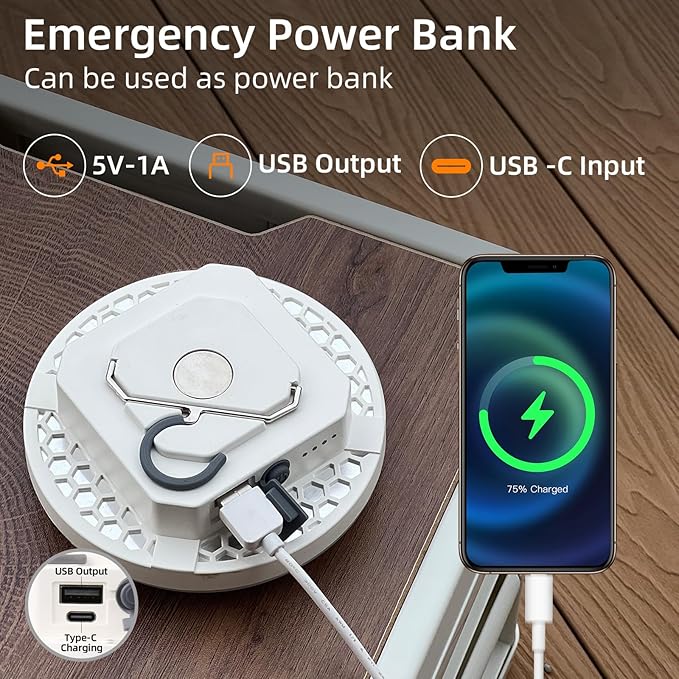 10000mAh Rechargeable Hanging Tent Lighting, Portable 30W 4000LM LED Camping Lantern with Magnet, Power Bank, 4 Lighting Modes, IPX5 Waterproof LED Flashlight for Emergency