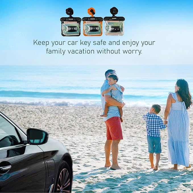 2Pack Waterproof Car Key FOB Case Floating Wallet Pouch for Remote Keys ID Credit Card Cash Money Submersible Dry Bag Holder (2, Black + Transparent)