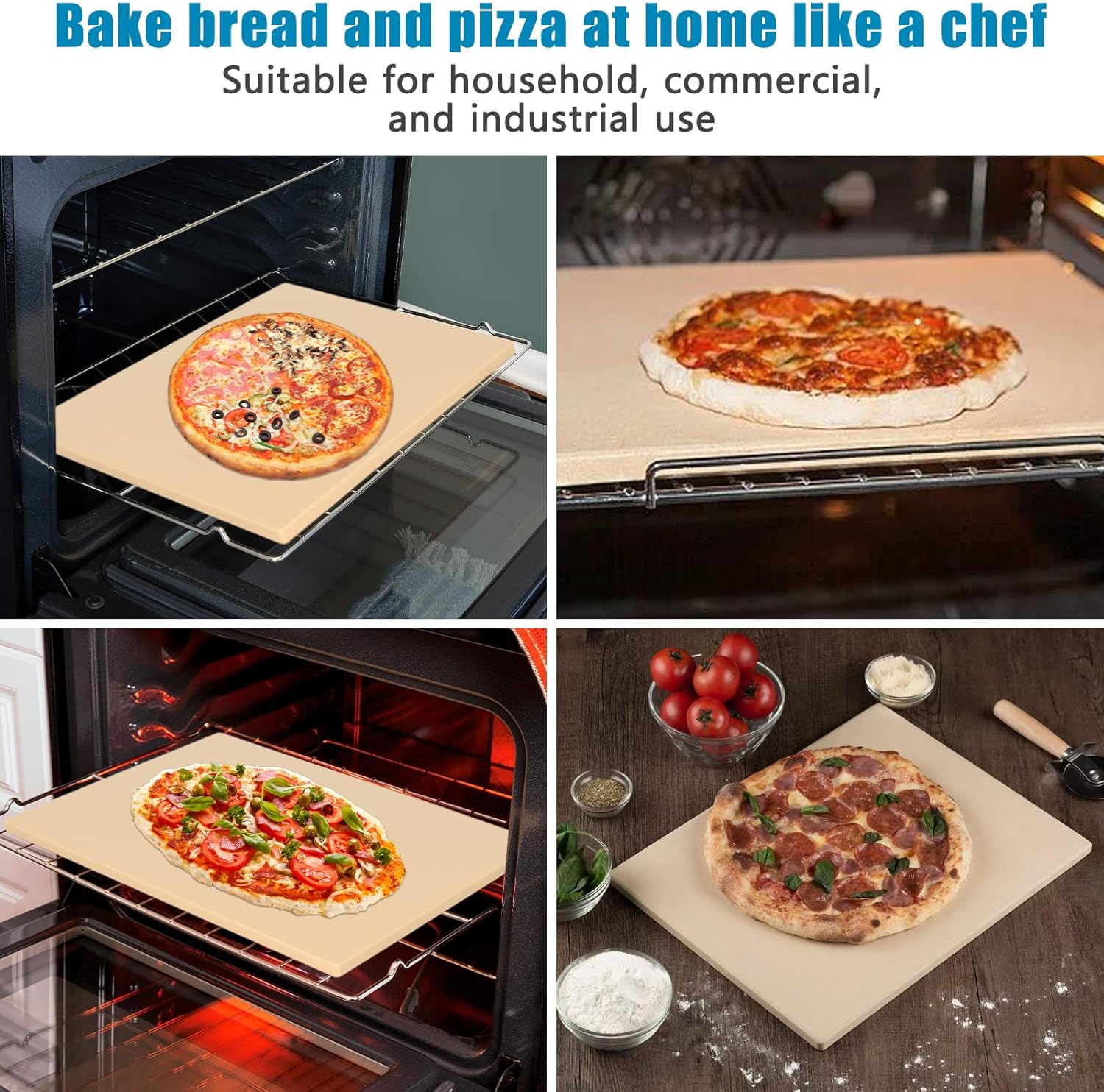 Extra Large Pizza Stone 22" x 14",Rectangular Pizza Grilling/Baking Stone 22 Inch,Industrial Commercial Home Oven Stone,Ideal for Grilling Baking Several Pizzas Bread