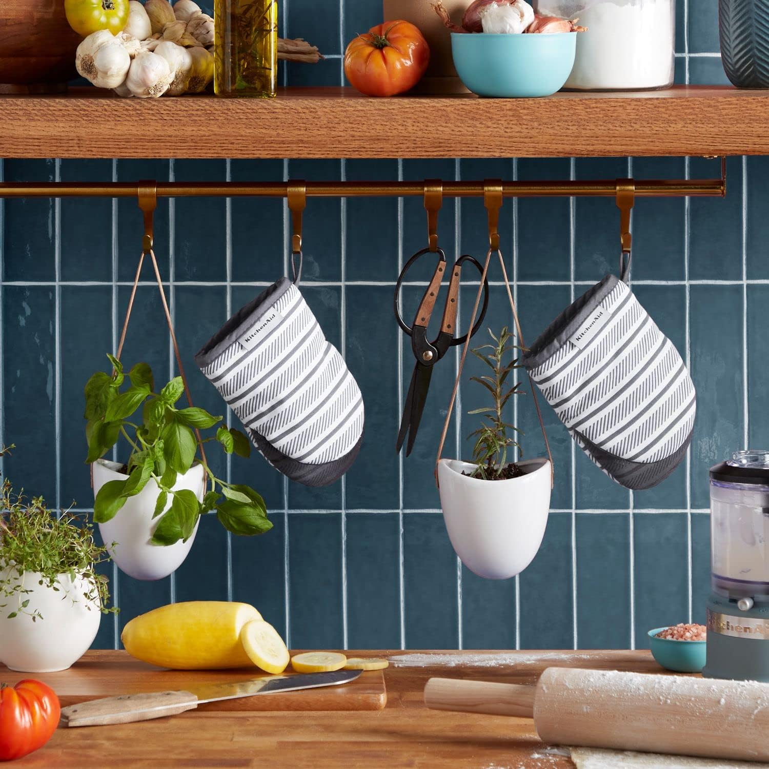 KitchenAid Albany Mini Oven Mitt 2-Pack Set, Charcoal Grey, 5.5"x8"