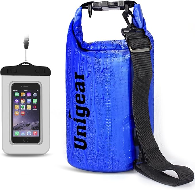 Unigear Dry Bag Waterproof, 2L/5L/10L/20L/30L/40L Floating and Lightweight Bags for Kayaking, Boating, Fishing, Swimming and Camping with Waterproof Phone Case