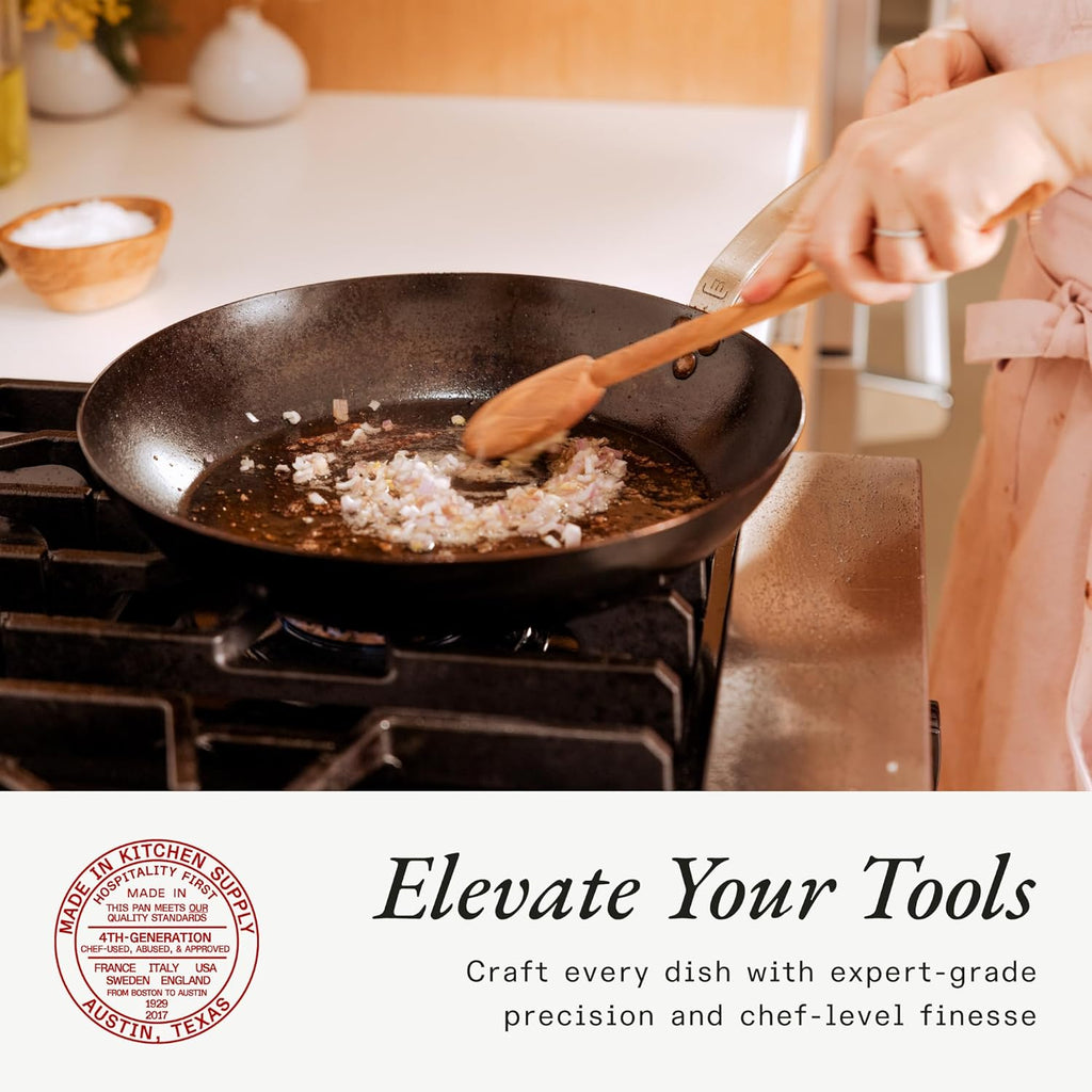 Made In Cookware - Seasoned 12" Blue Carbon Steel Frying Pan - (Like Cast Iron, but Better) - Professional Cookware - Crafted in Sweden - Induction Compatible