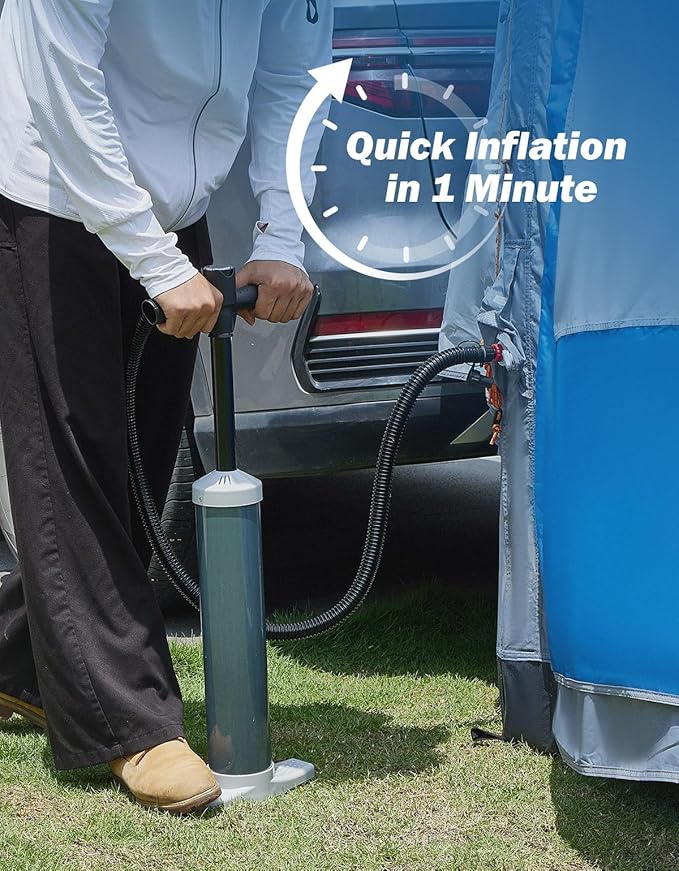 JOYTUTUS SUV Tent with Inflatable Pump, 30% More Space, Easy Set-up Car Tent for 6 Person Family Camping, Dual-Use SUV or Camping with 2 Awnings, Double Door, Fit for SUV Car Van