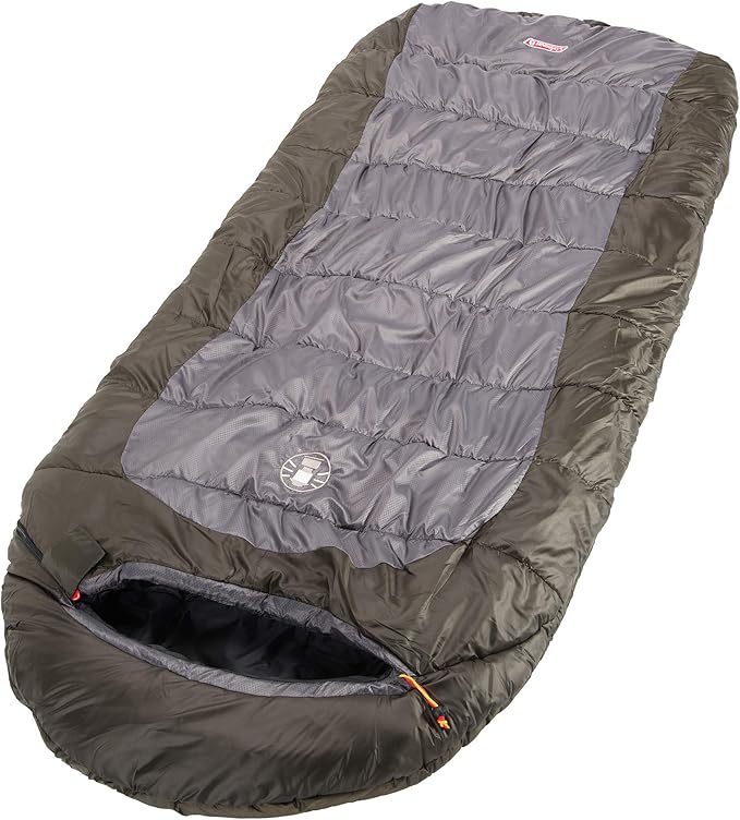 Coleman Big Basin 15°F Big & Tall Sleeping Bag, Cold Weather Sleeping Bag with Snag-Free Zipper & Better Heat Retention, Machine Washable