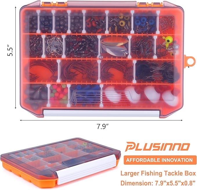 PLUSINNO Fishing Lures Baits Tackle Including Crankbaits, Spinnerbaits, Plastic Worms, Jigs, Topwater Lures, Tackle Box and More Fishing Gear Lures Kit Set, 102/302Pcs Fishing Lure Tackle