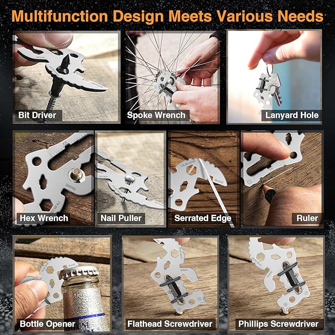 12 in 1 Keychain Multi-tool, Gifts for Men Boyfriend Dad, Father's Day Birthday Gifts, Mini EDC gadgets Tool Gear Bottle Opener for Camping Survival