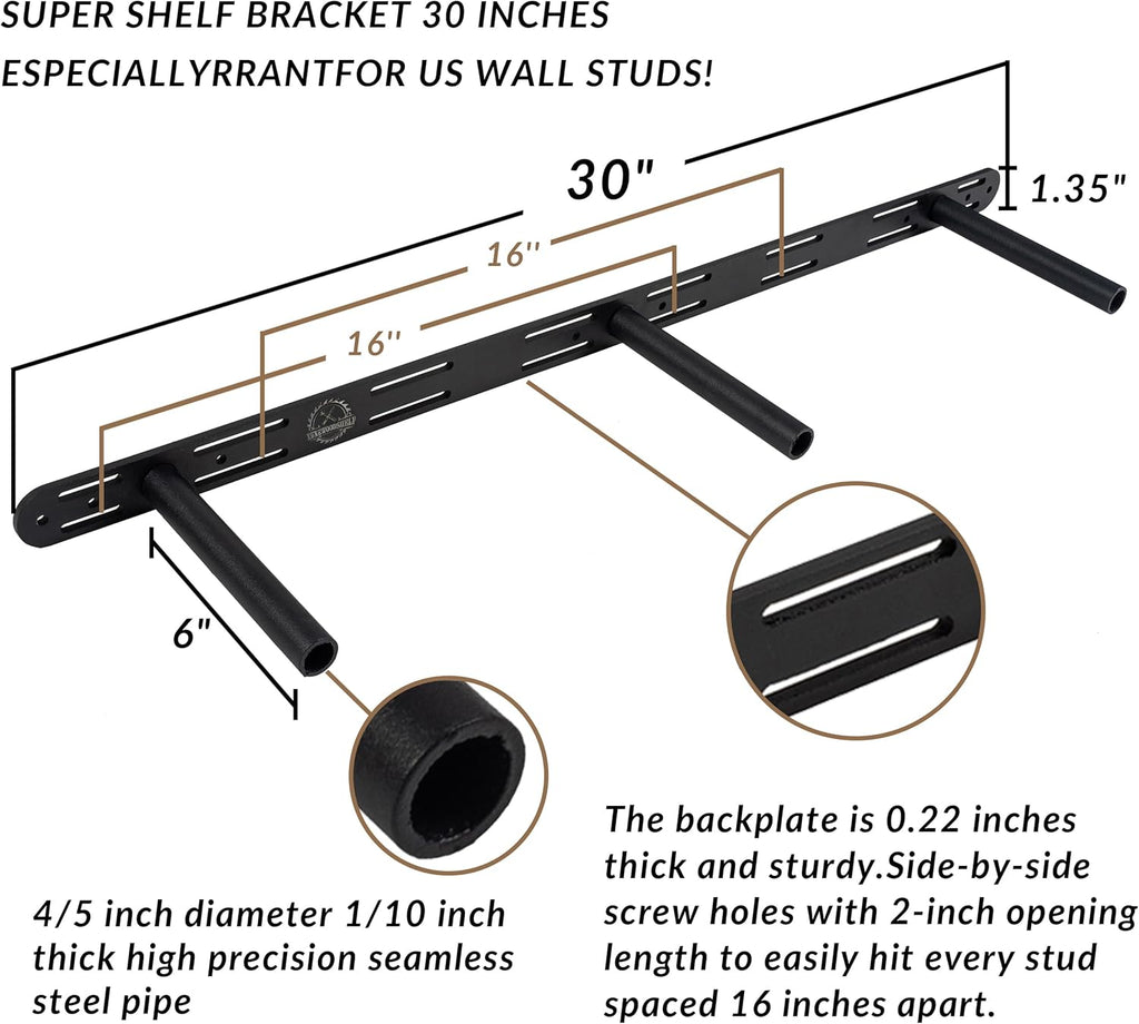 Rustic Floating Shelves 36 inch Long 8 inch deep Set of 2, Solid Wood Wall Shelves for Bedroom Living Room Kitchen,Book Shelf for Wall, Wall Mounted Shelves with Hidden Bracket- Walnut